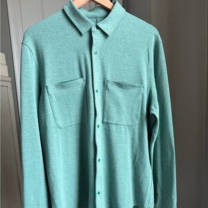Lululemon Men's Green Button Down Shirt